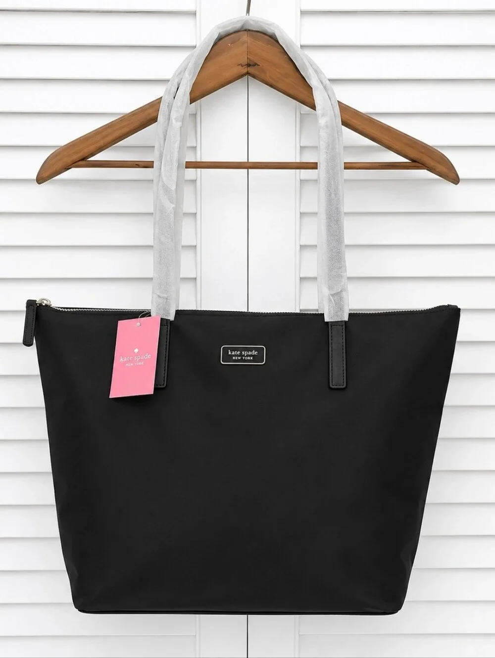 Kate Spade Hayden Top Zip Nylon Tote NWT Black Large Shoulder Work Travel Bag